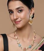 Gold & white drop earring with kundan &  pearls