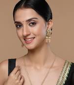 Peach & pink drop earring with pearls &  natural stones