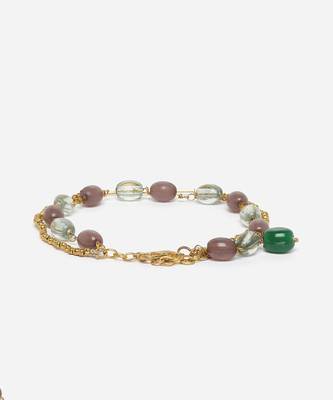 Brown & gold adjustable bracelet with pearls &  natural stones 4