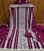 purple georgette embroidered dressmaterials Unstitched Salwar Suit