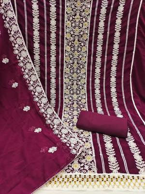 purple georgette embroidered dressmaterials Unstitched Salwar Suit 2