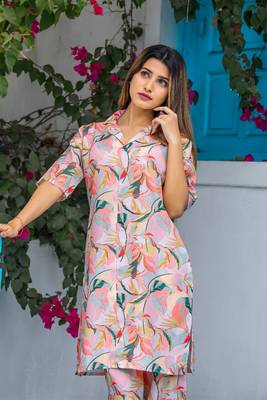 Peach color cotton co-ord set 4