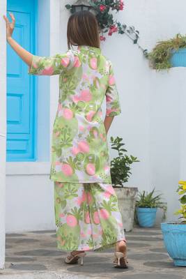 Parrot green color cotton co-ord set 2