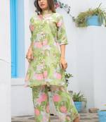 Parrot green color cotton co-ord set