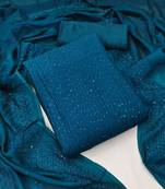 dark-aqua-blue chanderi_silk embroidered dressmaterials Unstitched Salwar Suit