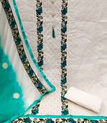 Zeepkart light-aqua-blue cotton_silk embroidered dressmaterials Unstitched Salwar Suit