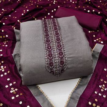 grey cotton_silk embroidered dressmaterials Unstitched Salwar Suit 1