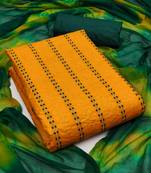 Zeepkart yellow cotton_silk embroidered dressmaterials Unstitched Salwar Suit