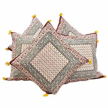 Ethnic Handblock Printed Cotton Cushion Cover Set Deepawali Gift 304 1