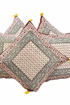 Ethnic Handblock Printed Cotton Cushion Cover Set Deepawali Gift 304