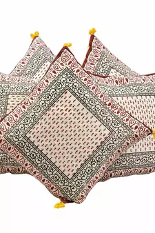 Ethnic Handblock Printed Cotton Cushion Cover Set Deepawali Gift 304