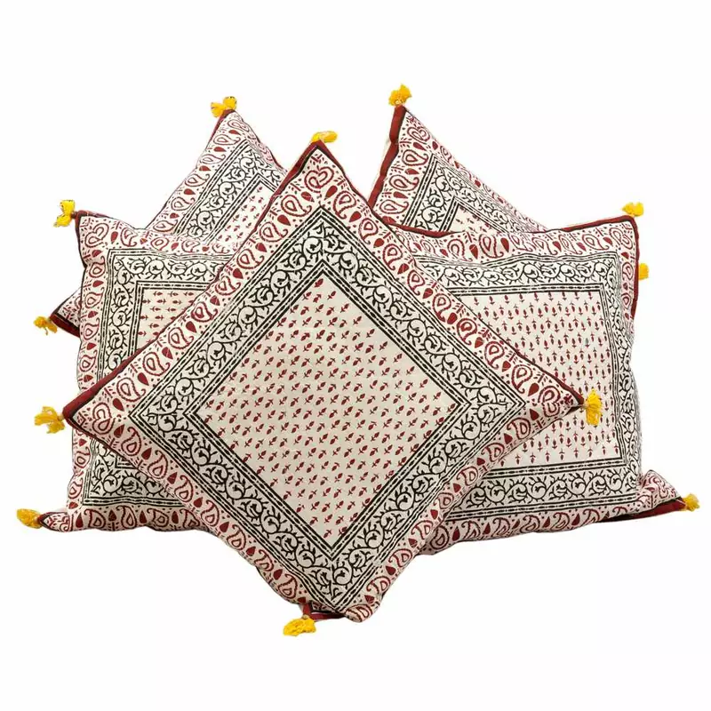 Ethnic Handblock Printed Cotton Cushion Cover Set Deepawali Gift 304