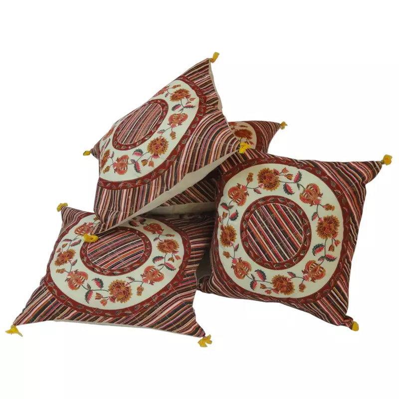 Traditional Floral Print Cotton Cushion Cover Set Diwali Gift 307