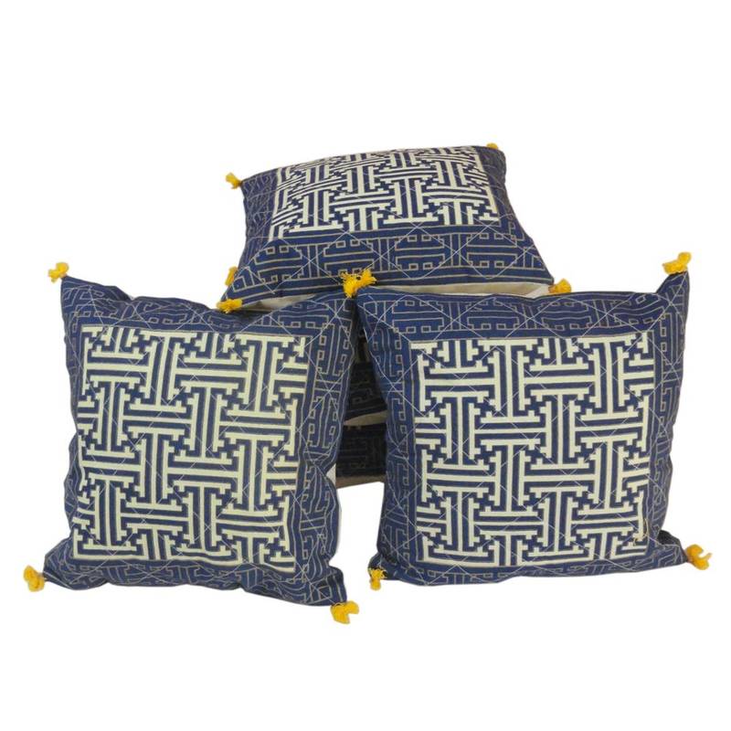 Jaipuri Handblock Golden Print Cushion Cover Set Deepawali Special Gift 309