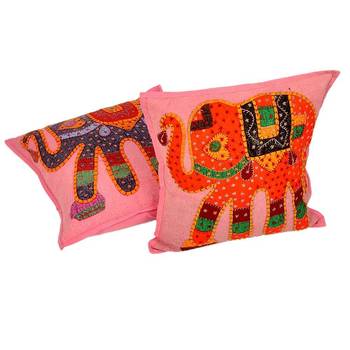 Hand Embroidered Patch Work Cushion Covers Pair Diwali Special Gift 803 1