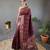 Maroon banarasi silk party wear saree with unstitched blouse piece