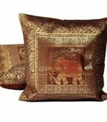 Golden Brown Jacquard 2 Pc. Cushion Covers Set Deepawali Gift 817