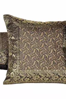 Golden Jacquard Silk Designer 2 Pc. Cushion Covers Diwali Gift 823