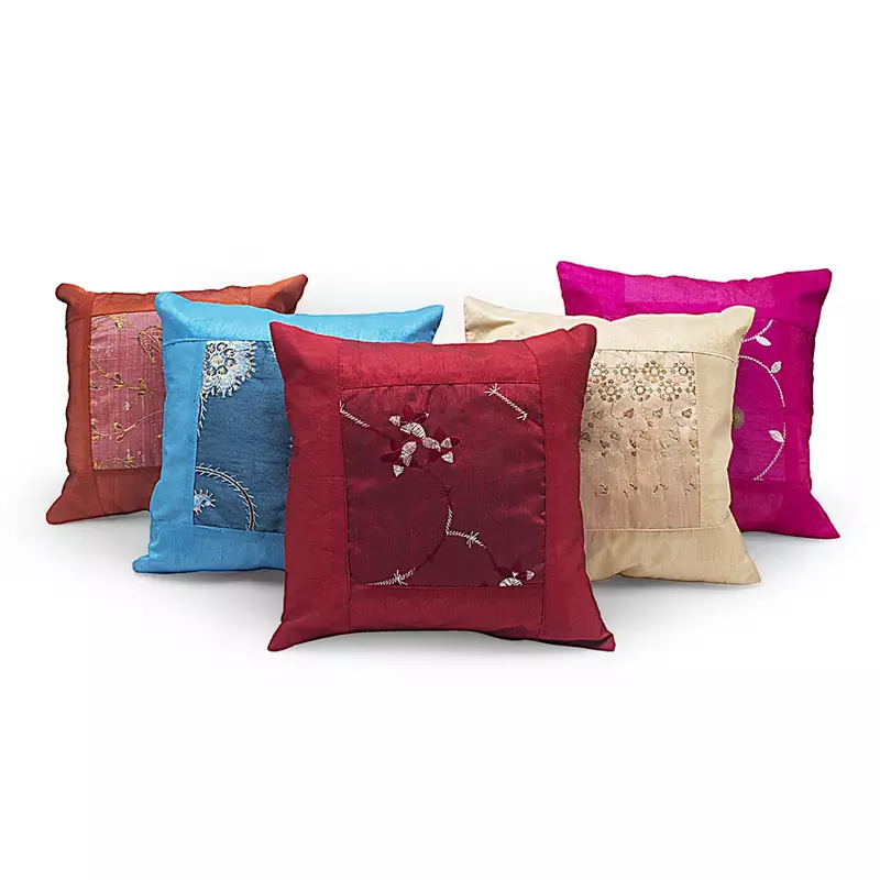 Embroidered Booti 5 Pc. Assorted Cushion Cover Set Diwali Gift 511