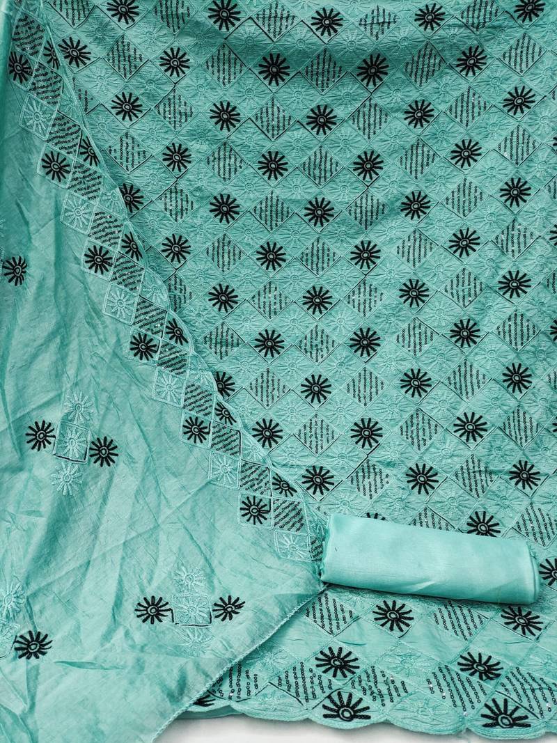 Zeepkart violet cotton_silk embroidered dressmaterials Unstitched Salwar Suit