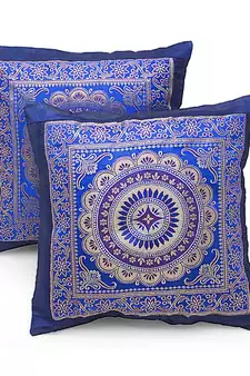 Chakri Design 2 Pc. Royal Blue Cushion Covers Set Deepawali Special Gift 705