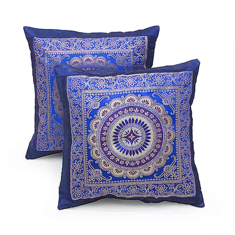 Chakri Design 2 Pc. Royal Blue Cushion Covers Set Deepawali Special Gift 705
