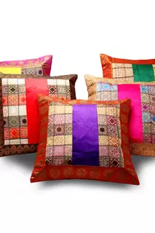 Assorted Velvet N Brocade 5 Pc. Cushion Covers Set Diwali Special Gift 457