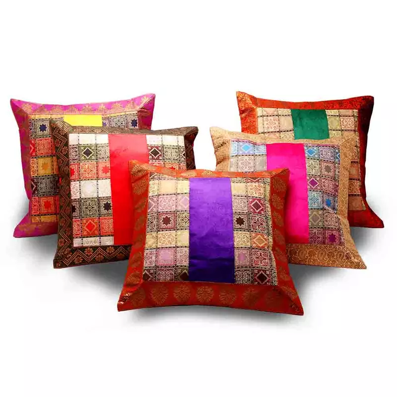 Assorted Velvet N Brocade 5 Pc. Cushion Covers Set Diwali Special Gift 457