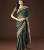 Kasee Women'S Zari Embroidered Saree With Unstitched Blouse Piece