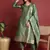 women green silk blend ethnic motifs woven design straight kurta trouser with dupatta