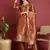 women brown silk blend ethnic motifs woven design straight kurta trouser with dupatta