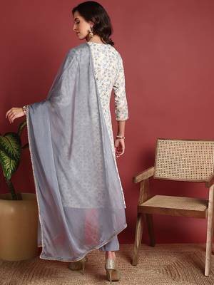 Grey Viscose Embroidered Kurti for Women 4