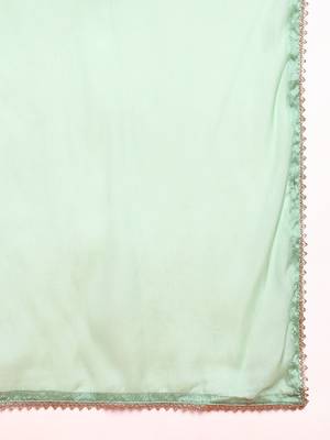 women green viscose rayon abstract embroidered straight kurta trouser with dupatta 5
