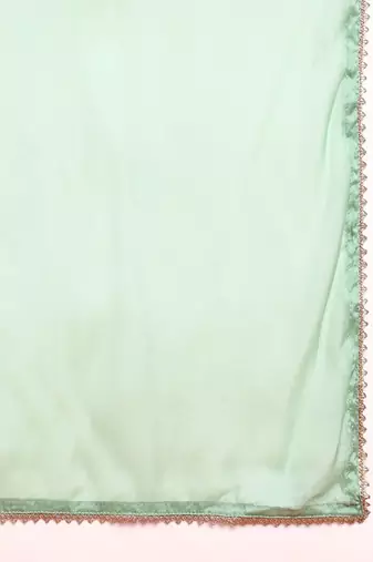 women green viscose rayon abstract embroidered straight kurta trouser with dupatta