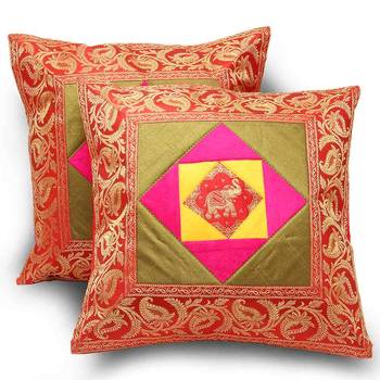Ethnic Paisley Designer 2 Pc. Cushion Covers Set Diwali Gift 866 1