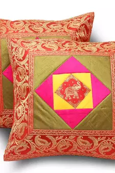 Ethnic Paisley Designer 2 Pc. Cushion Covers Set Diwali Gift 866