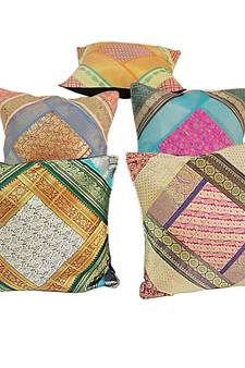 Multi Colour Brocade Work Assorted Cushion Covers Deepawali Special Gift 410