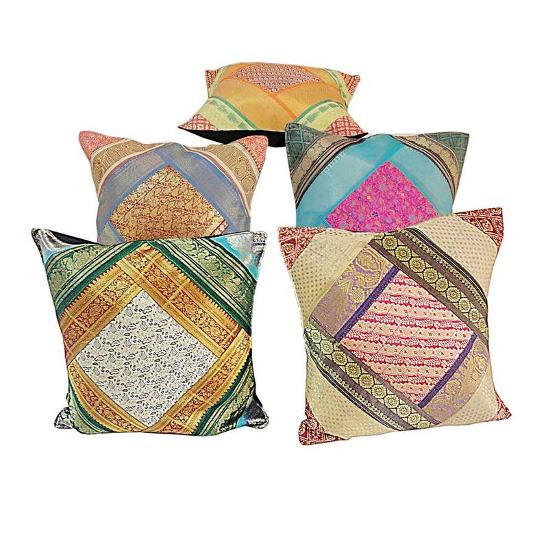 Multi Colour Brocade Work Assorted Cushion Covers Deepawali Special Gift 410