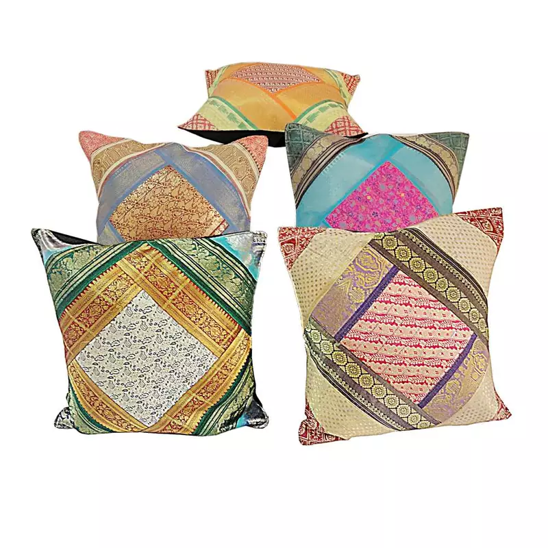 Multi Colour Brocade Work Assorted Cushion Covers Deepawali Special Gift 410