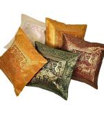 Charming Multicolor Brocade 5 Pc Cushion Cover Set Diwali Special Gift 431