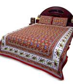Jaipuri Elephant Print Red Double Bed Sheet Set Deepawali Special Gift 27R