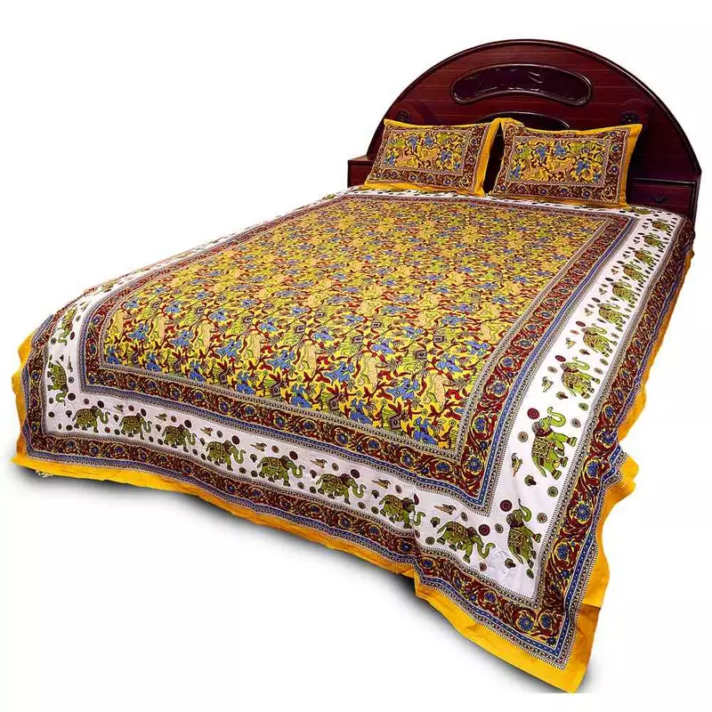 Rajasthani Bright Colourful Double Bed Sheet Set Diwali Special Gift 27Y