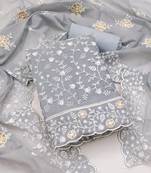 grey chanderi_silk embroidered dressmaterials Unstitched Salwar Suit