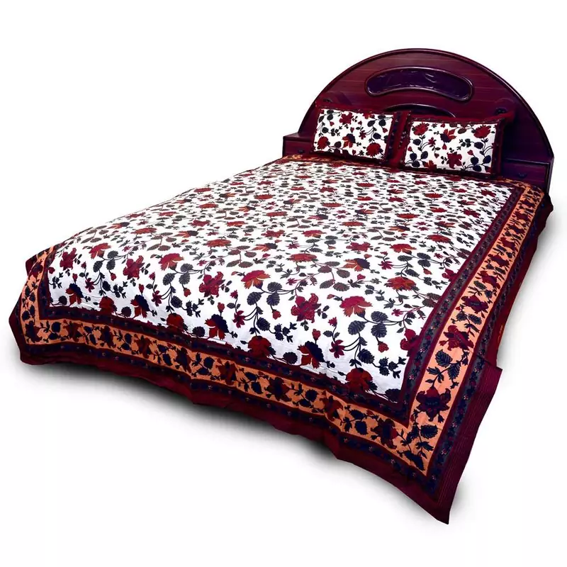 Multicolor Jaipuri Pure Cotton Double Bedsheet Set Diwali Special Gift 606