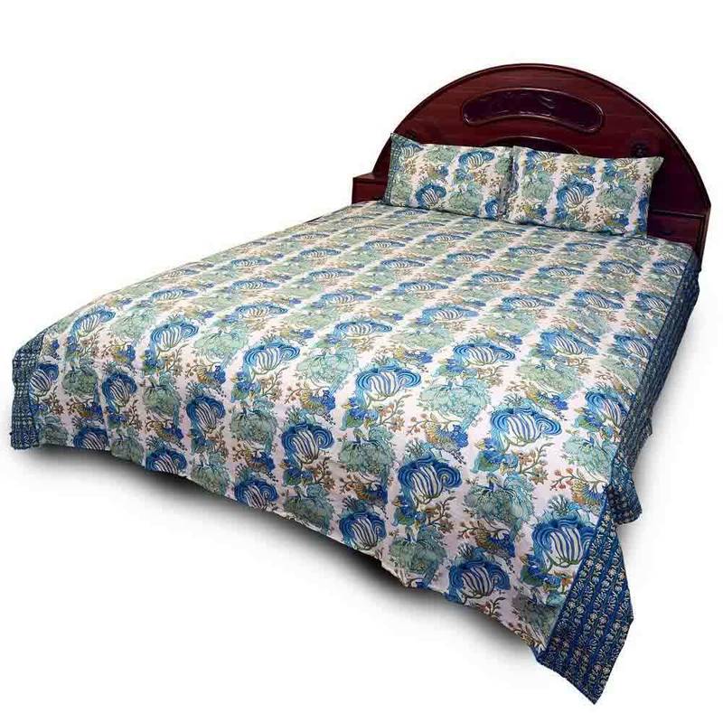 Ethnic Rajasthani Pure Cotton Double Bedsheet Set Diwali Gift 704