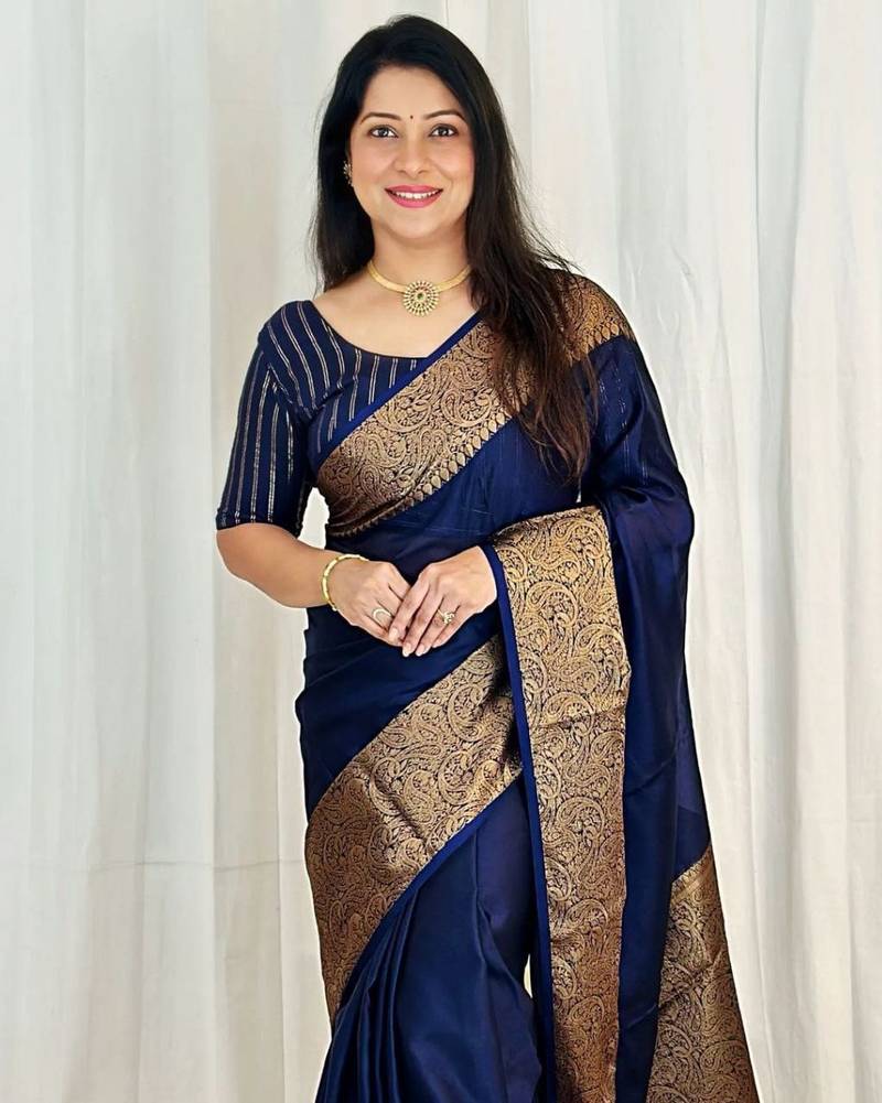 Fancy Women Were Gorgeous Litchi Silk Saree With Zari Running Jacquard Blouse For Women 