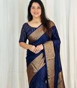 Fancy Women Were Gorgeous Litchi Silk Saree With Zari Running Jacquard Blouse For Women 