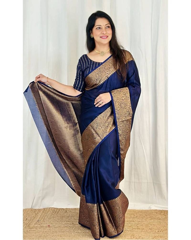 Fancy Women Were Gorgeous Litchi Silk Saree With Zari Running Jacquard Blouse For Women 
