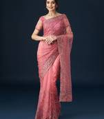 Kasee Women'S Floral Embroidered Saree With Unstitched Blouse Piece