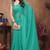 Teal satin silk party wear saree with blouse piece